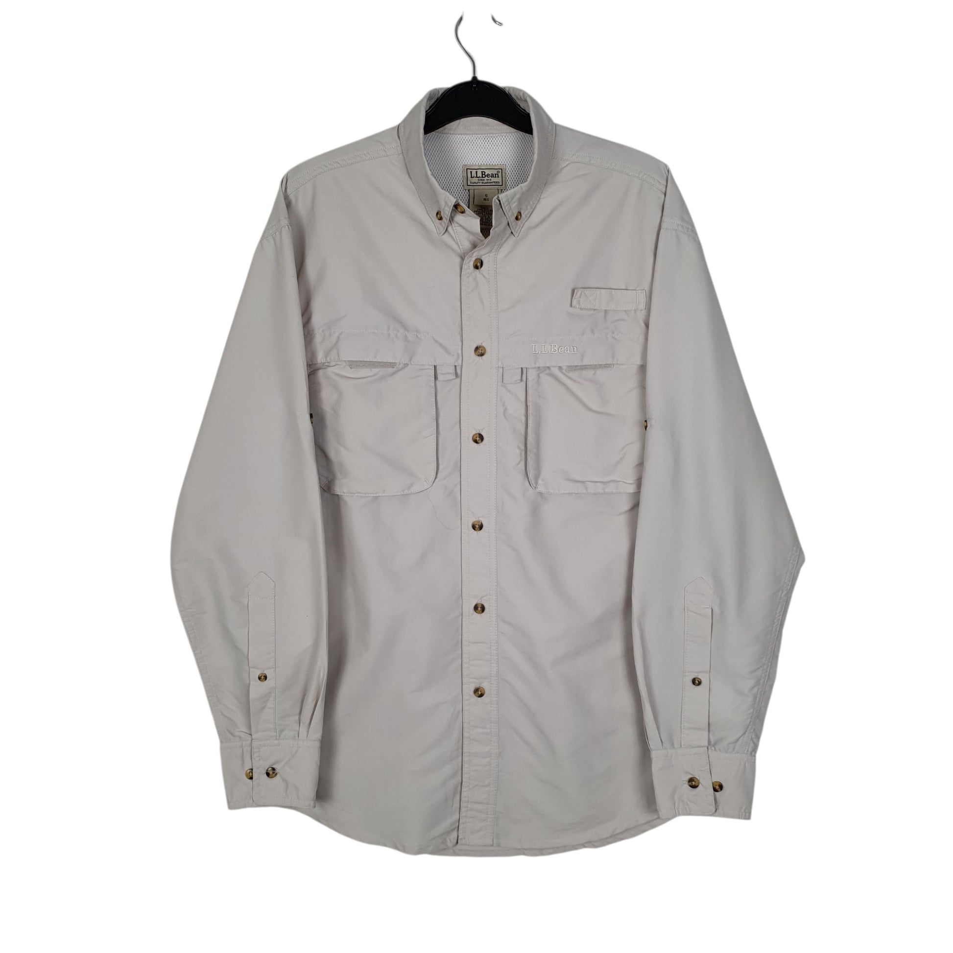 Mens Grey L.L.Bean Hiking Walking Long Sleeve Shirt