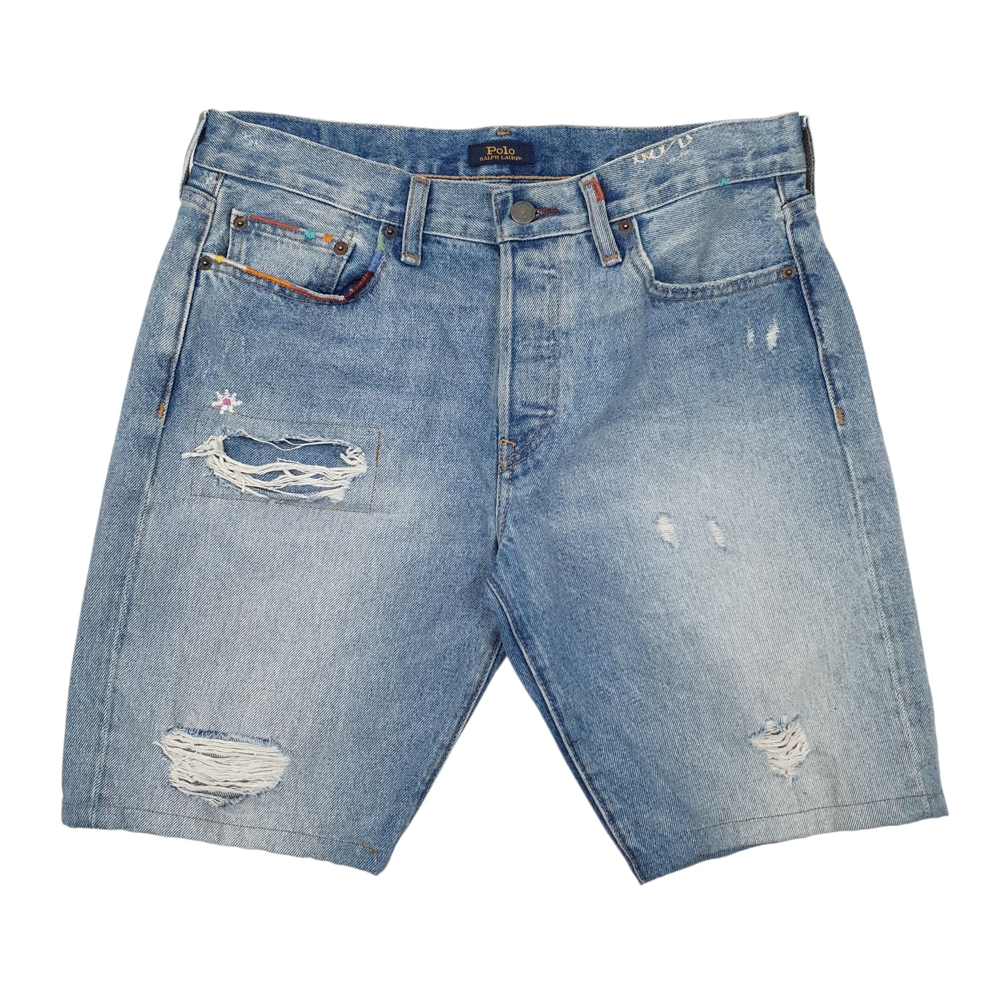 Mens Blue Polo Ralph Lauren Distressed Denim Shorts