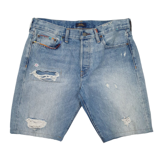 Mens Blue Polo Ralph Lauren Distressed Denim Shorts