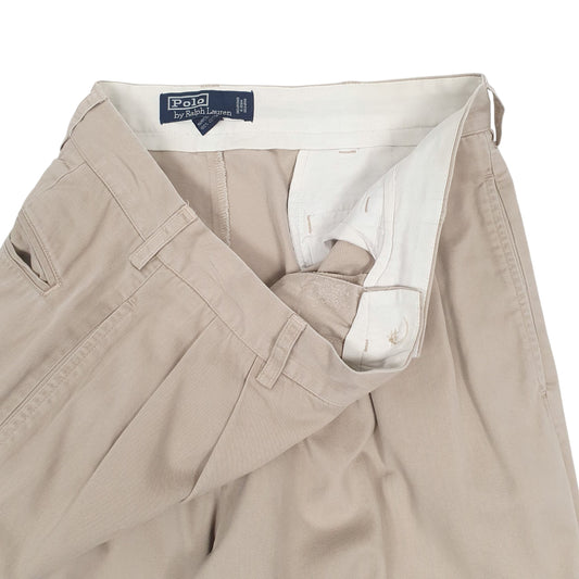 Mens Beige Polo Ralph Lauren Hammond Pant Pleated 90s  Trousers