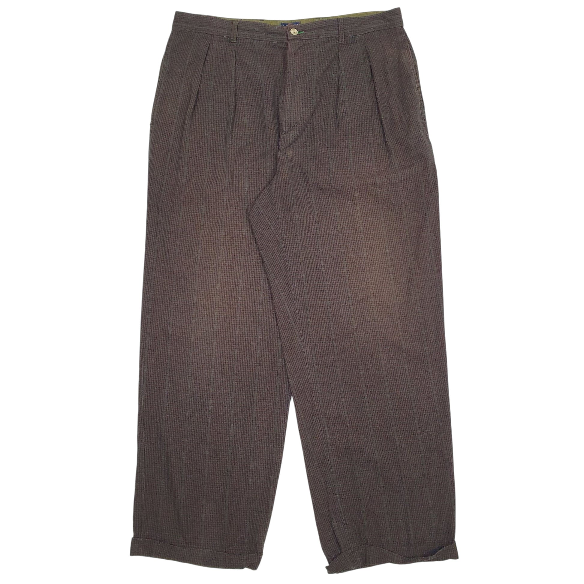 Mens Brown Tommy Hilfiger Vintage 90s Pleated Houndstooth Chino Trousers