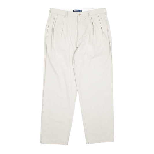 Mens Cream Polo Ralph Lauren Andrew Pant Pleated 90s Chino Trousers