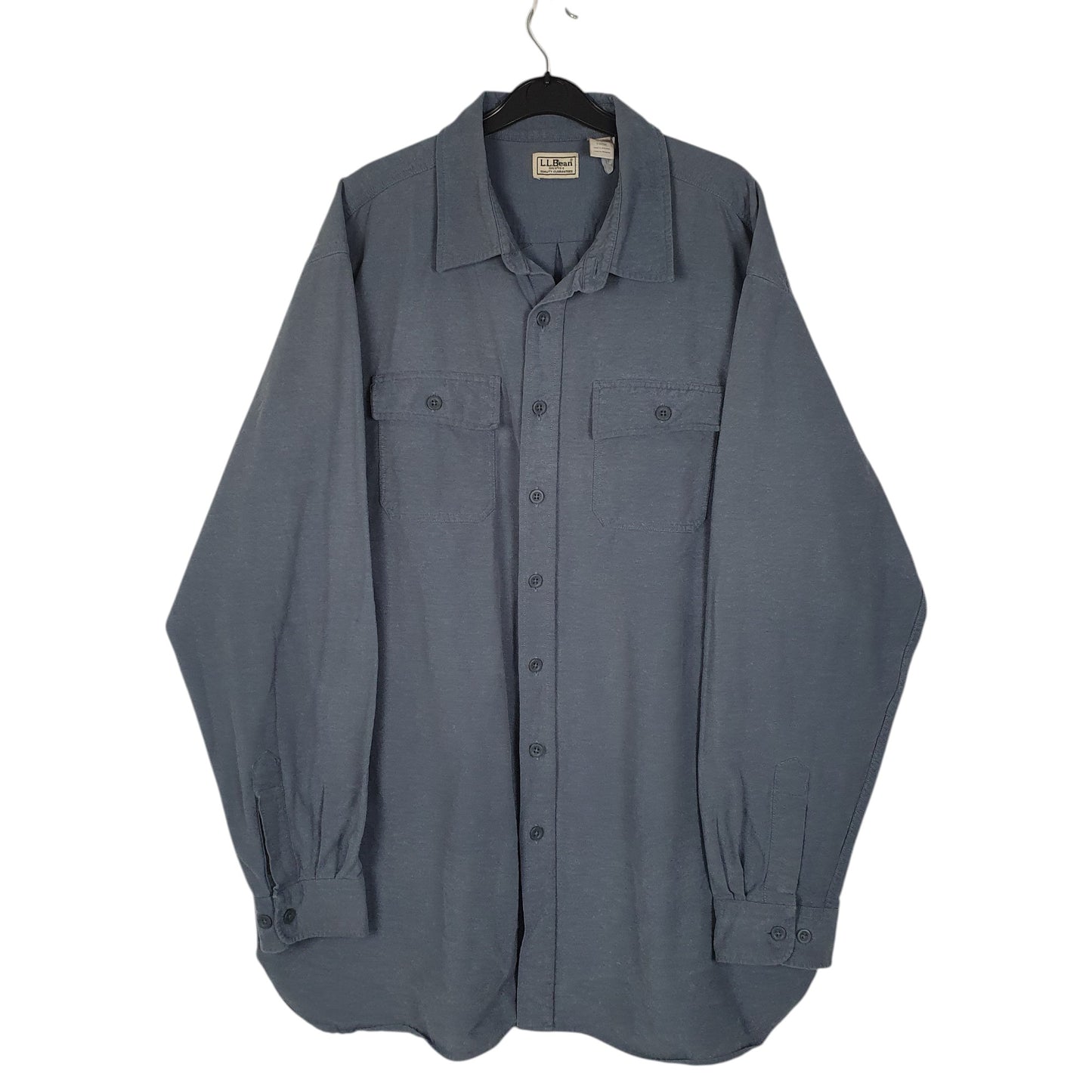 Mens Blue L.L.Bean Thick Chamois Long Sleeve Shirt