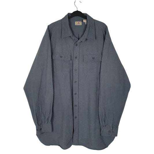Mens Blue L.L.Bean Thick Chamois Long Sleeve Shirt