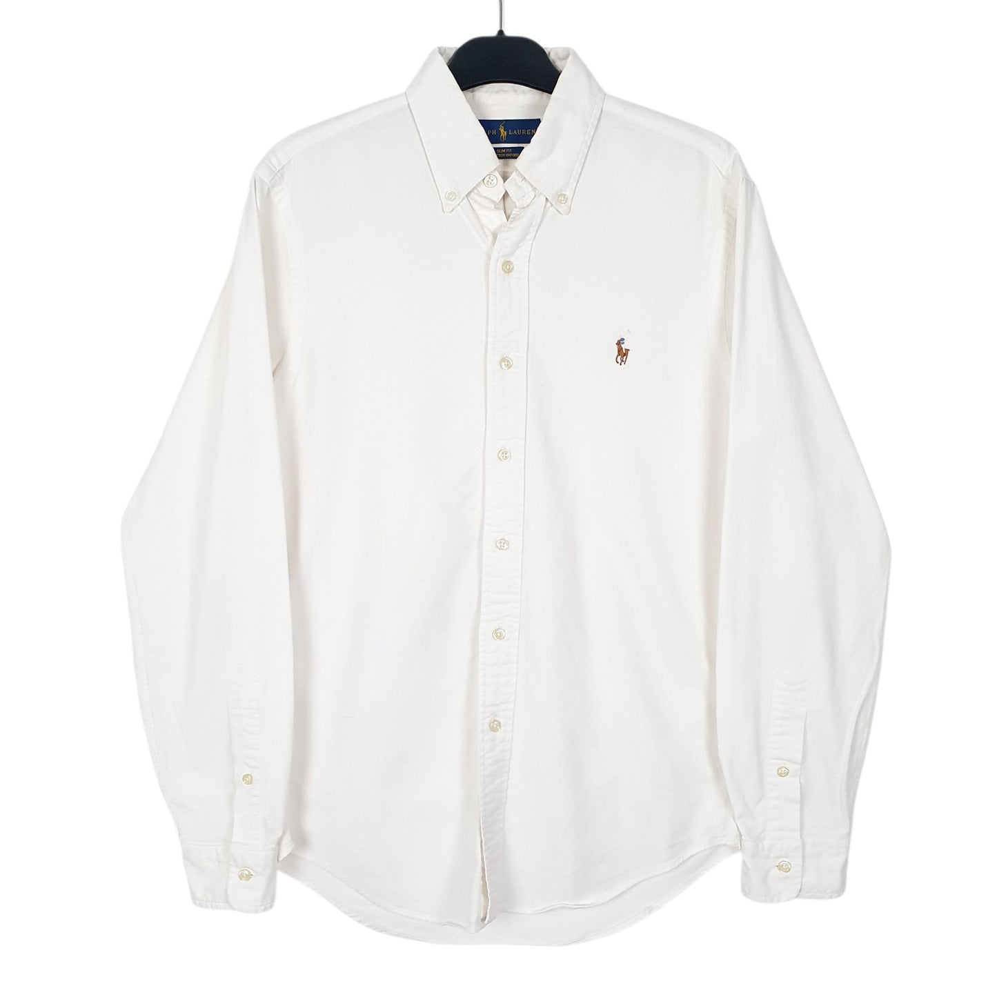 Mens White Ralph Lauren Slim Fit Long Sleeve Shirt