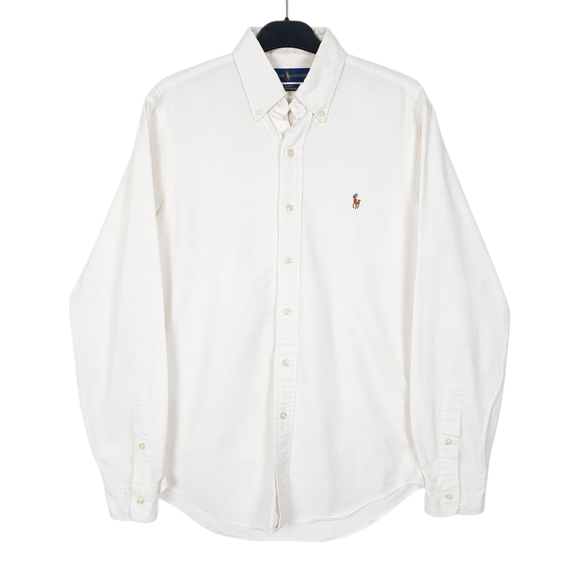 Mens White Ralph Lauren Slim Fit Long Sleeve Shirt
