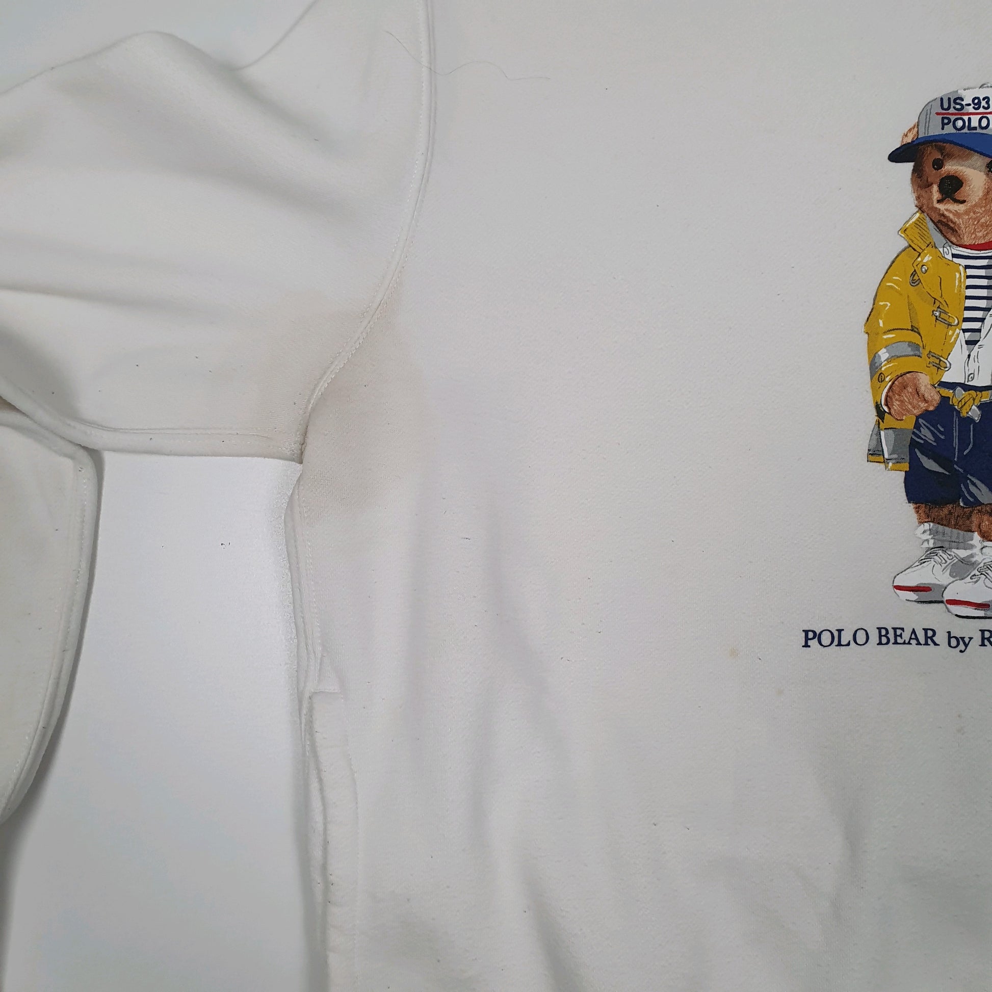 Mens White Polo Ralph Lauren Polo Bear Hoodie Jumper