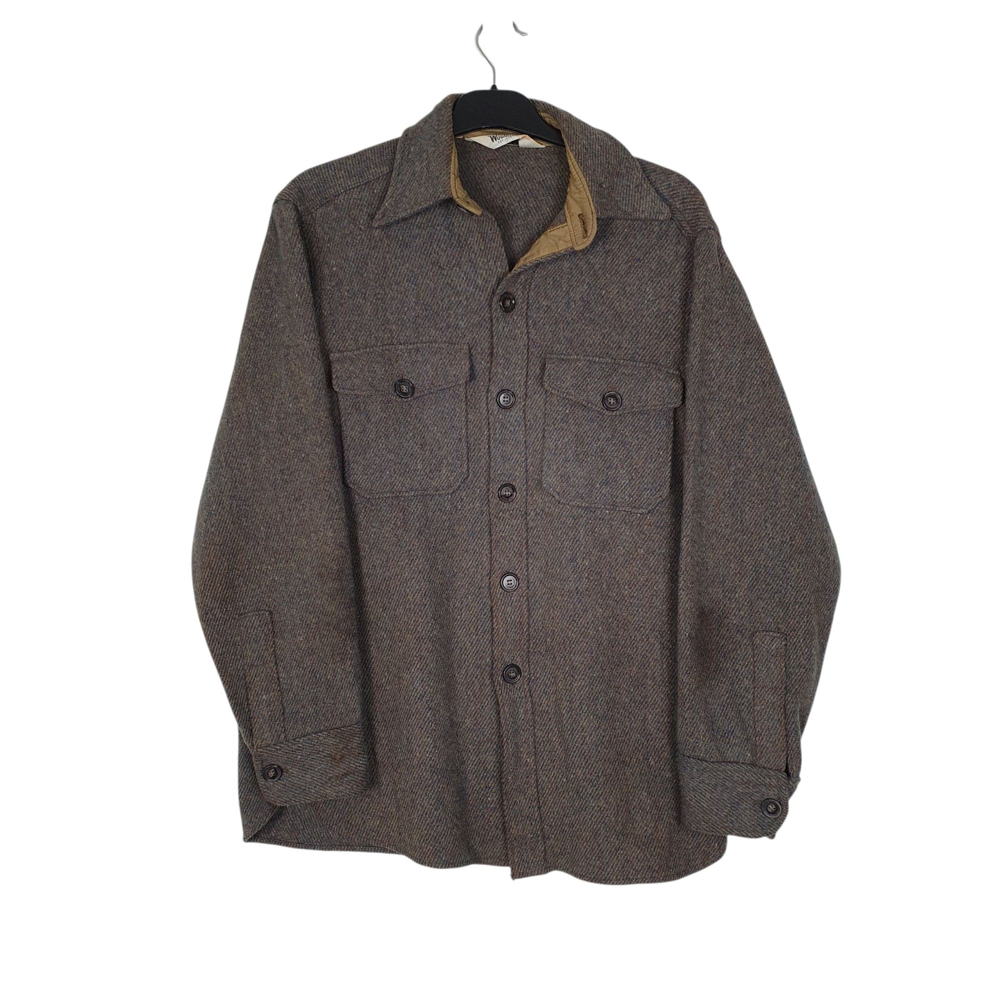 Mens Grey Woolrich Vintage 1980s Thick Long Sleeve Shirt