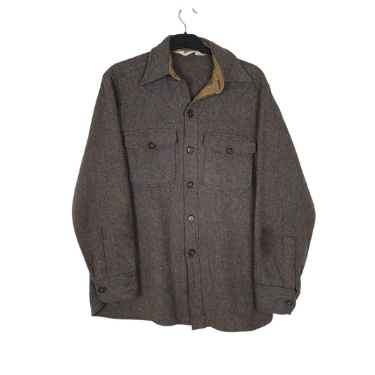 Mens Grey Woolrich Vintage 1980s Thick Long Sleeve Shirt