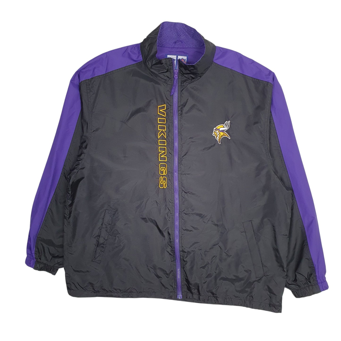Mens Black Logo Athletic NFL Minnesota Vikings Vintage 90s Full Zip Coat