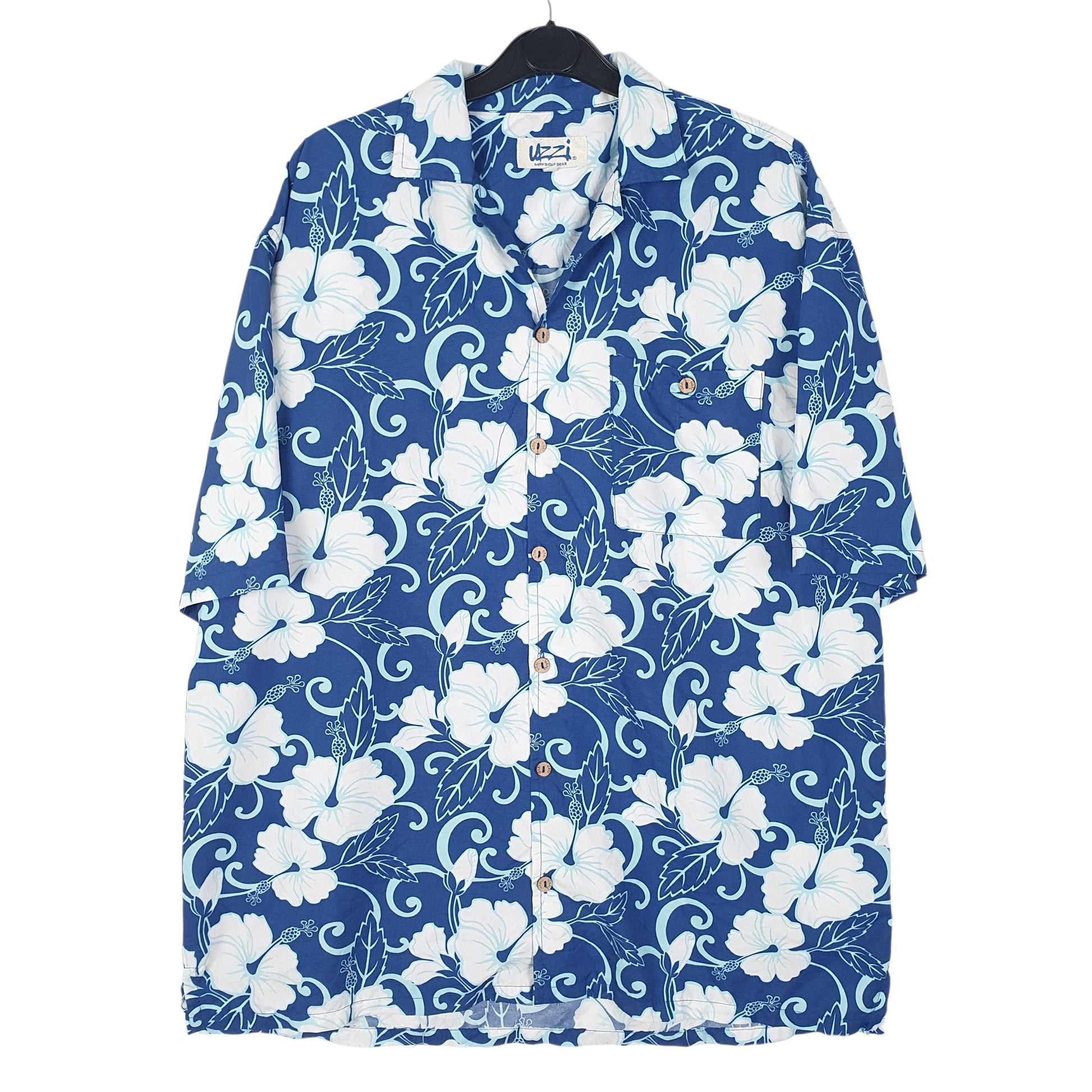 Mens Blue Uzzi Hawaiian Short Sleeve Shirt