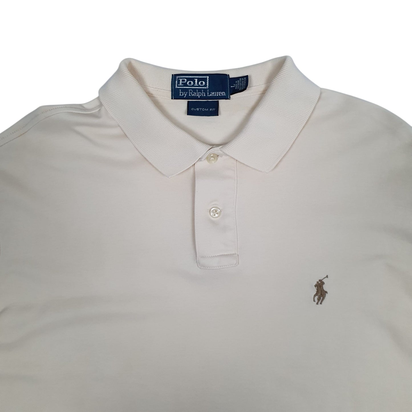 Mens Cream Polo Ralph Lauren Custom Fit  Polo Shirt