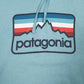Mens Blue Patagonia Spellout Hoodie Jumper