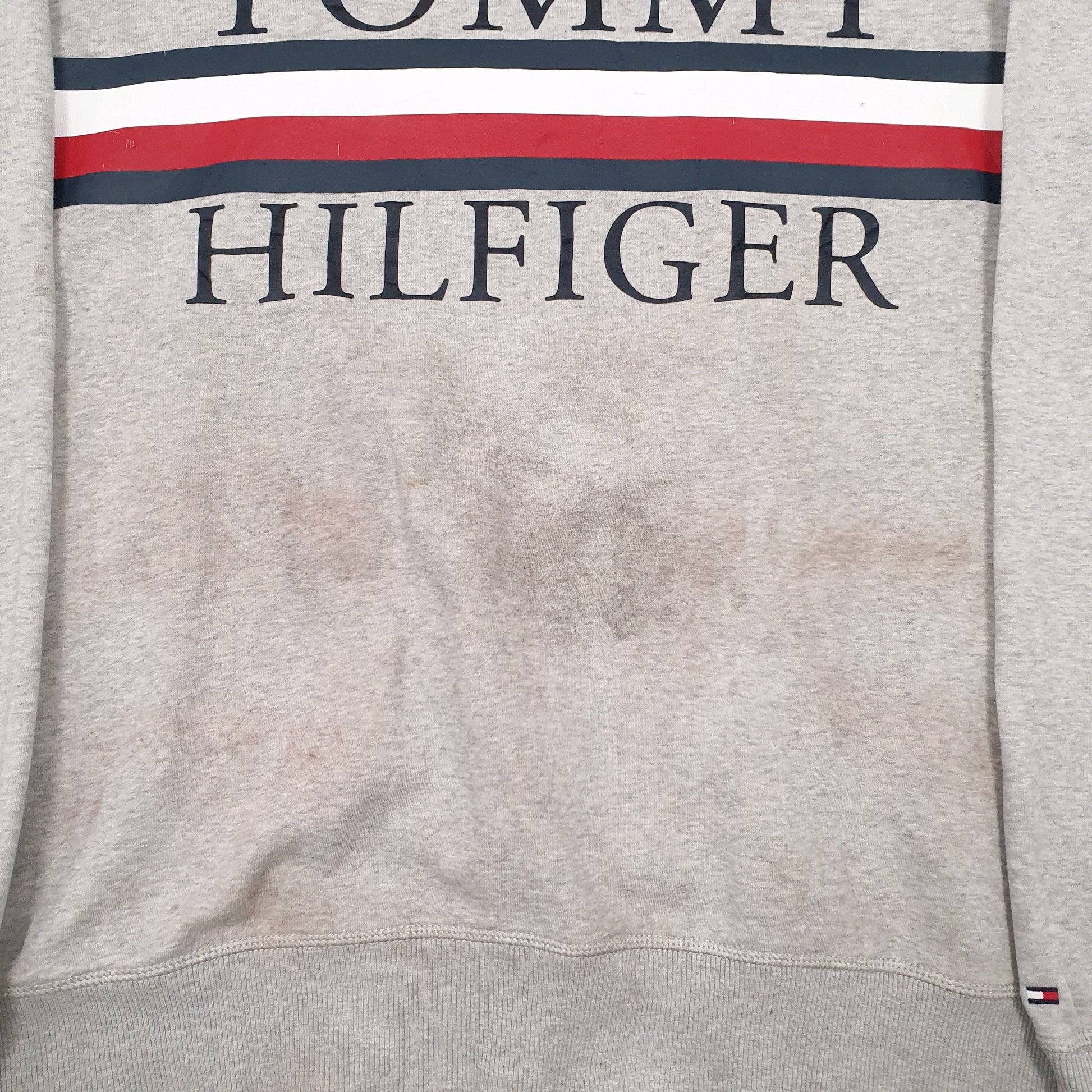 Mens Grey Tommy Hilfiger Spellout Crewneck Jumper