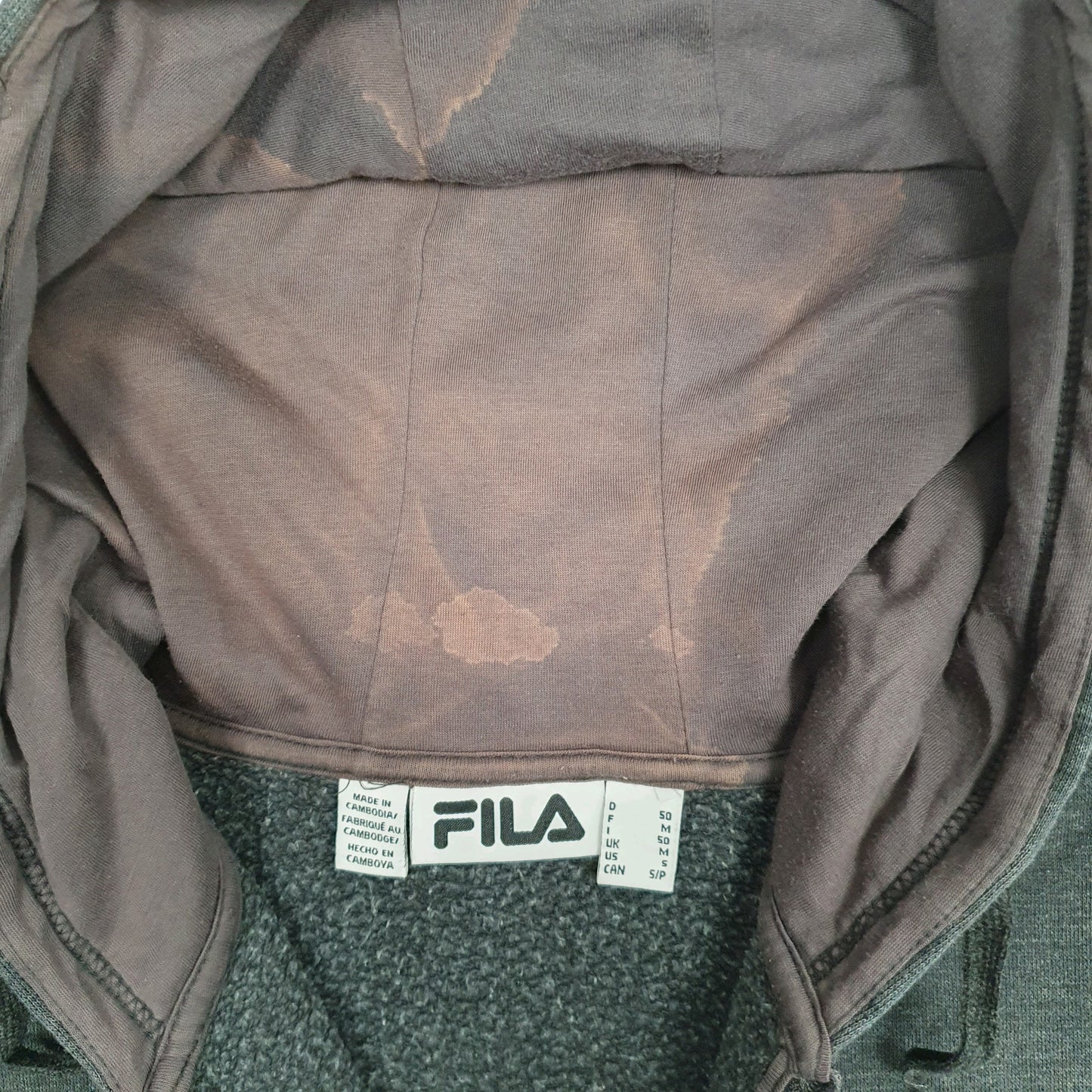 Mens Grey Fila Hoodie Full Zip Jumper