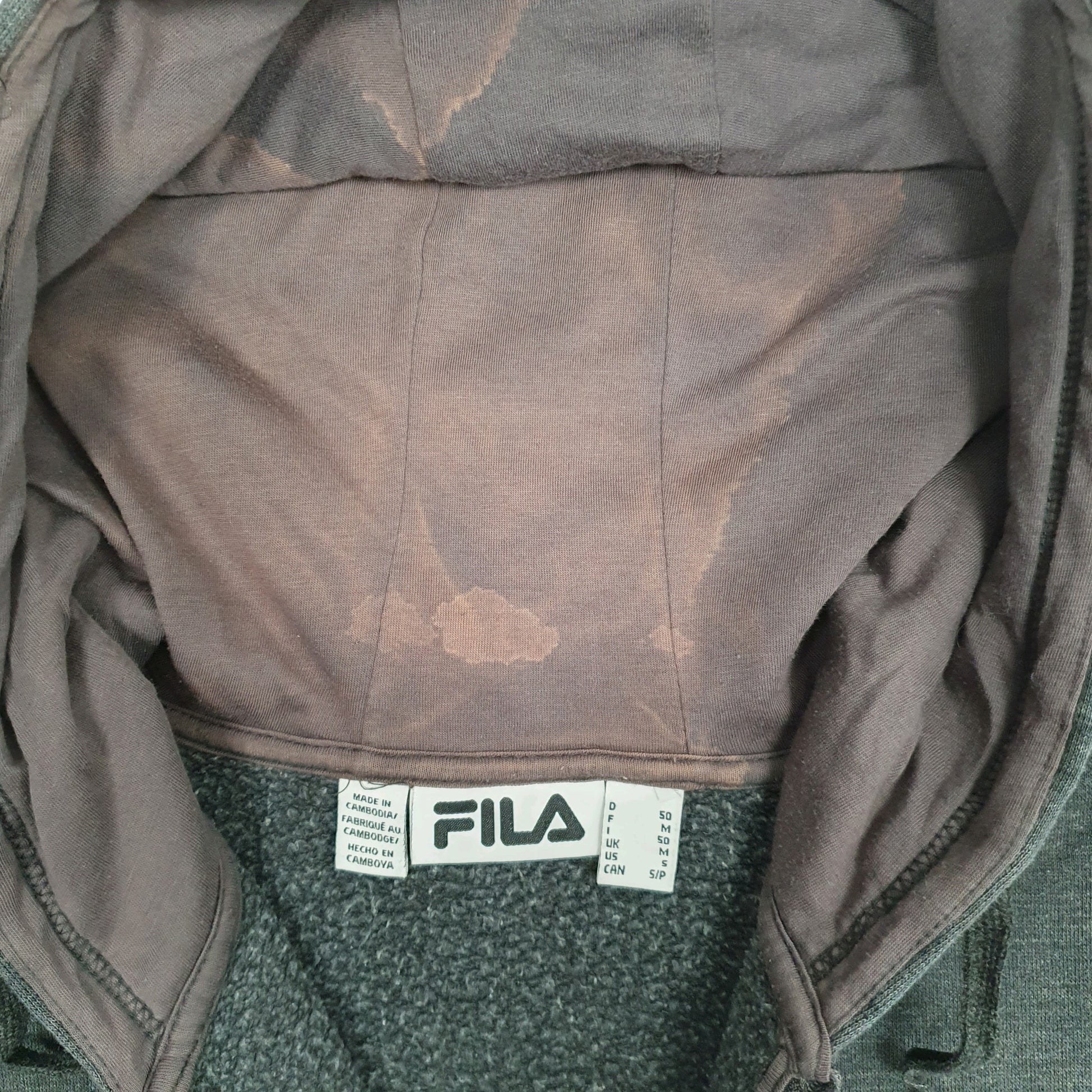 Mens Grey Fila Hoodie Full Zip Jumper
