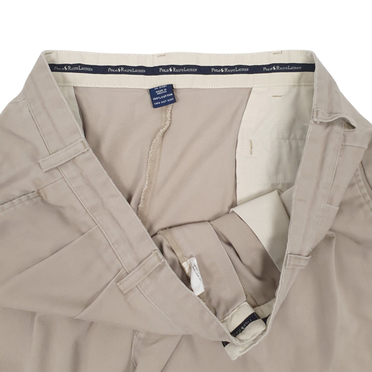 Mens Beige Polo Ralph Lauren Vintage 90s Pleated  Trousers