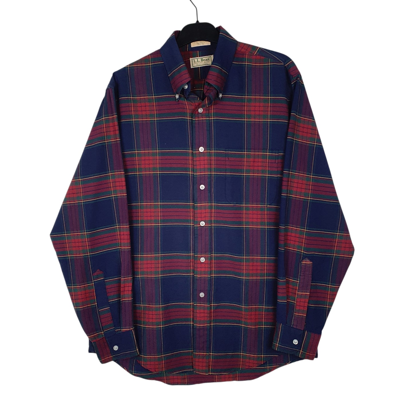 Mens Navy L.L.Bean Vintage 1980s Made In USA Long Sleeve Shirt