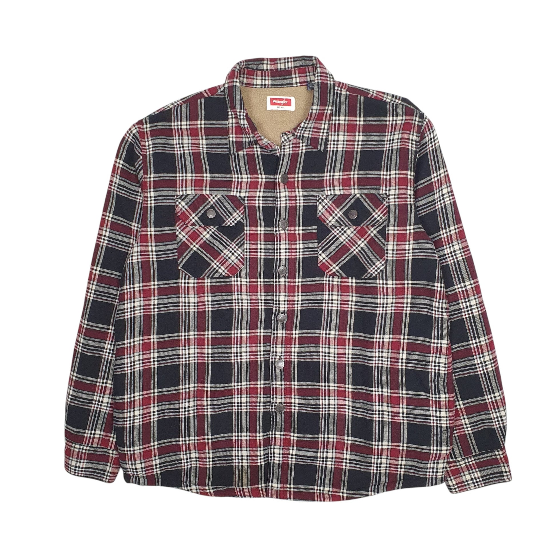 Mens Burgundy Wrangler Overshirt Sherpa Lined  Coat