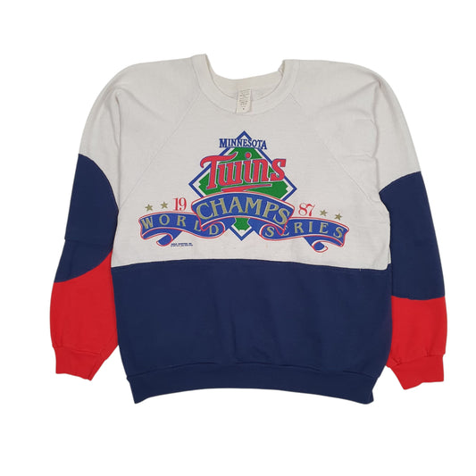Mens White Eagle Sportogs Minnesota Twins MLB Baseball Vintage 1987 World Series Crewneck Jumper