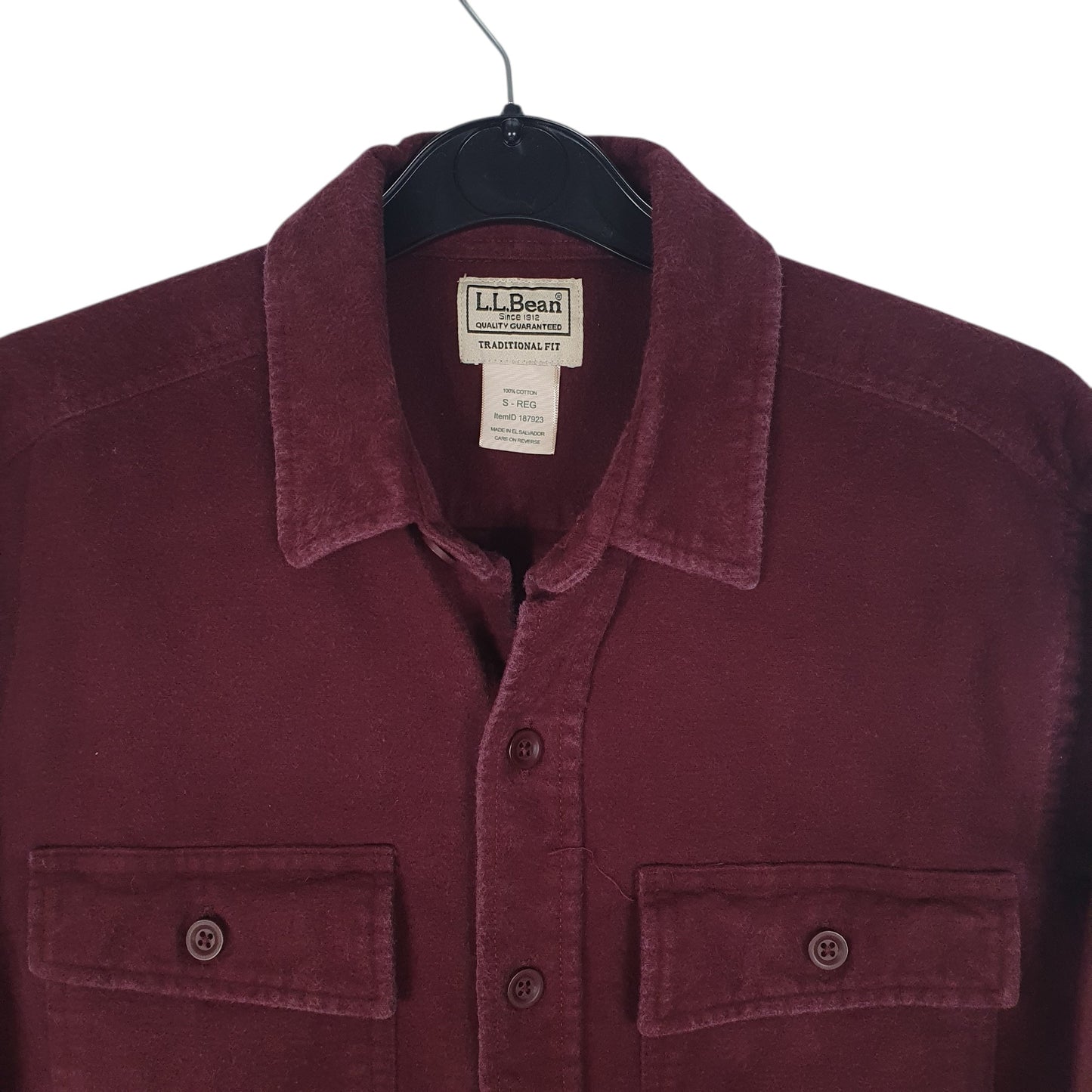 Mens Burgundy L.L.Bean Thick Chamois  Shirt