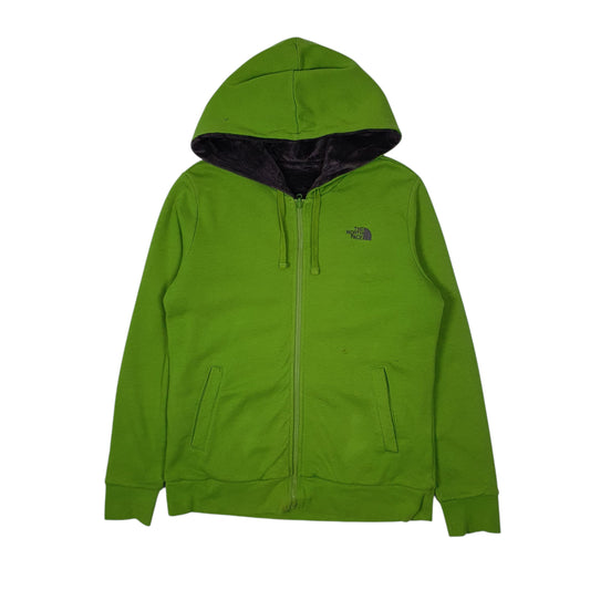 Womens Green The North Face Reversible Fluffy Sherpa Lined Hoodie Full Zip Jumper