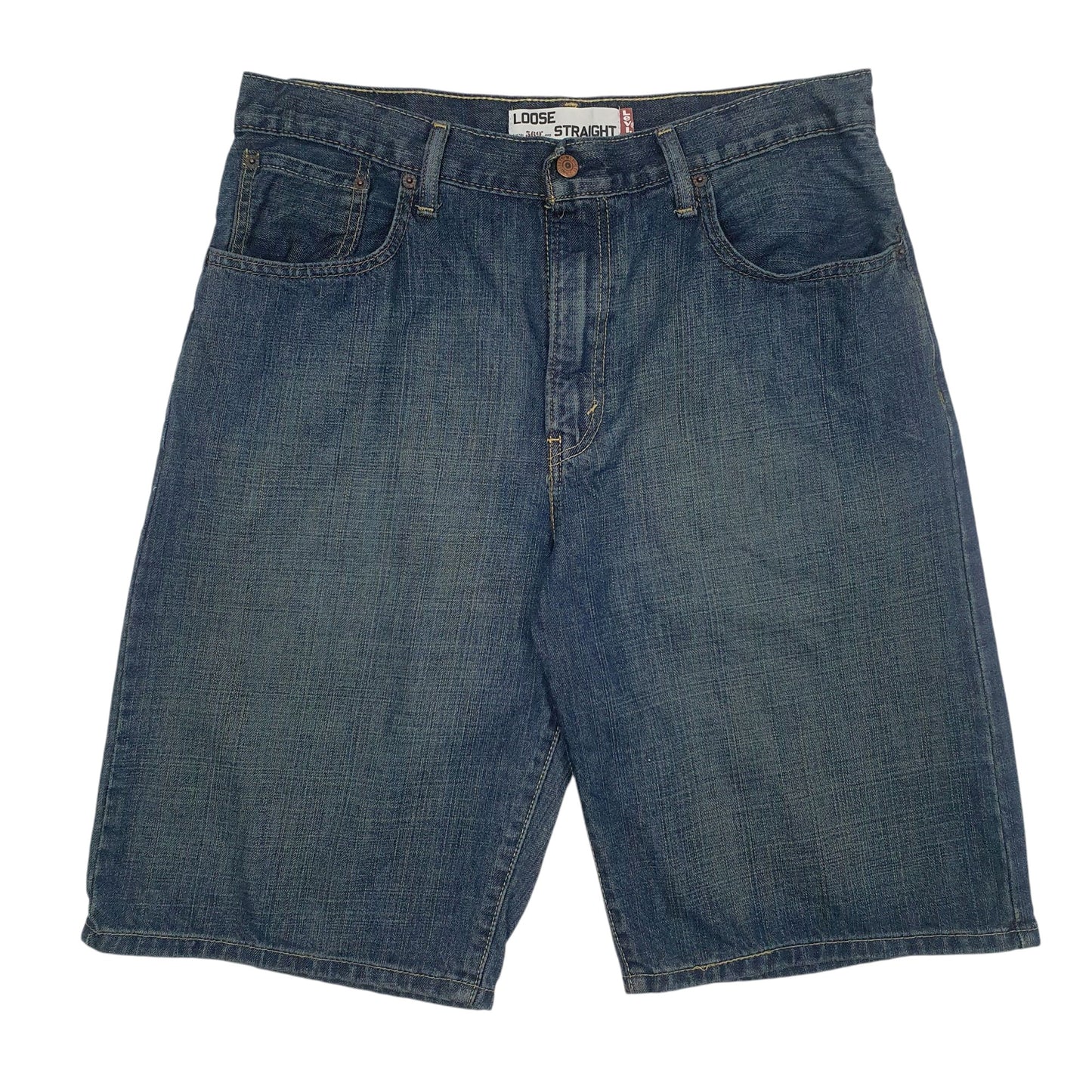 Mens Blue Levis 569 Loose Straight Denim Shorts