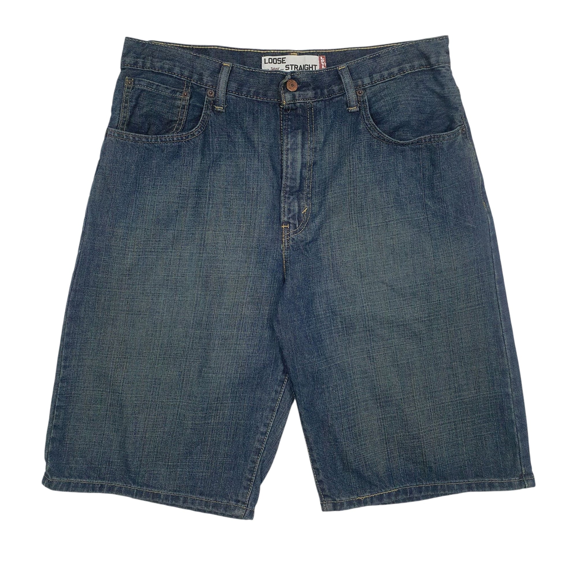 Mens Blue Levis 569 Loose Straight Denim Shorts