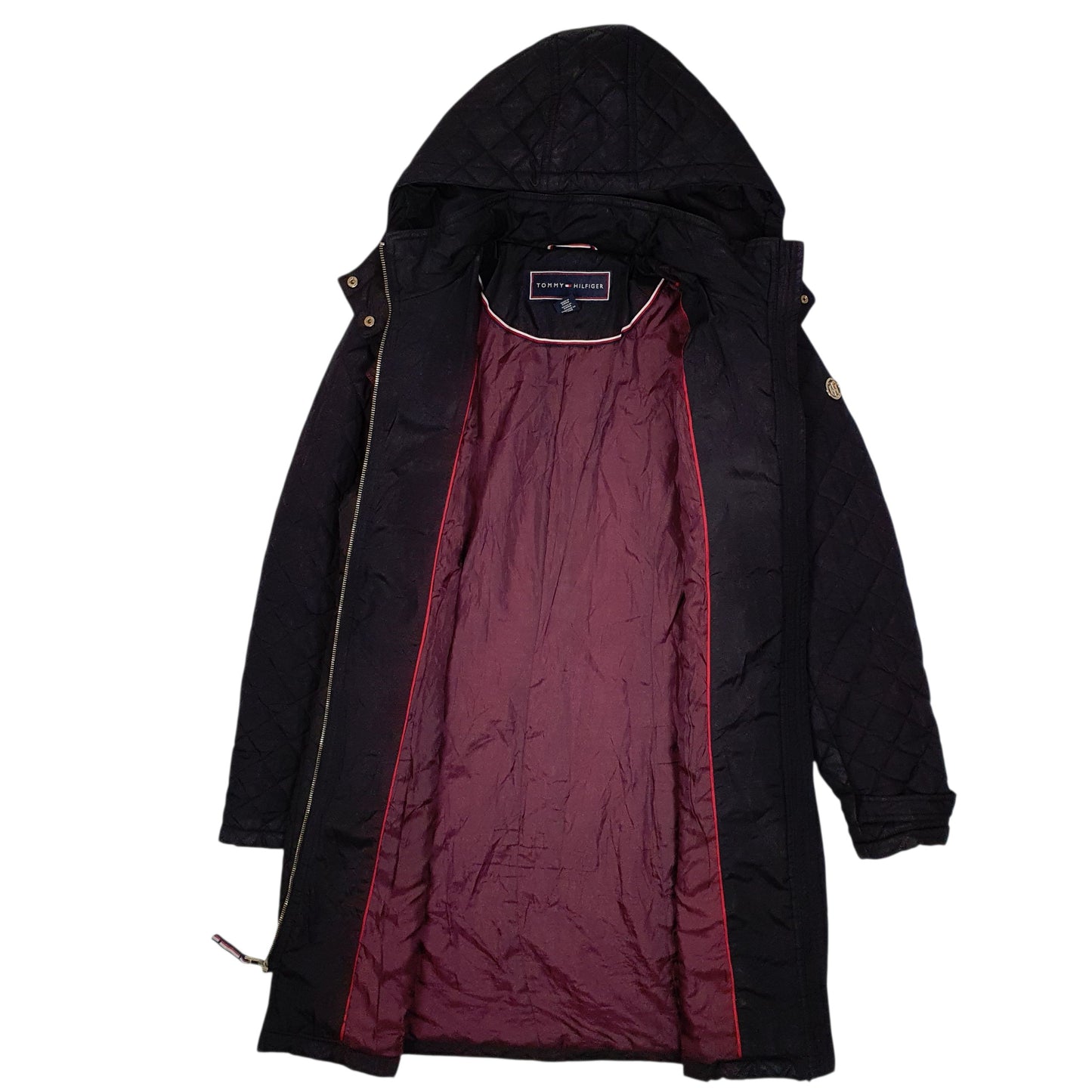 Womens Black Tommy Hilfiger Longline Trench  Coat