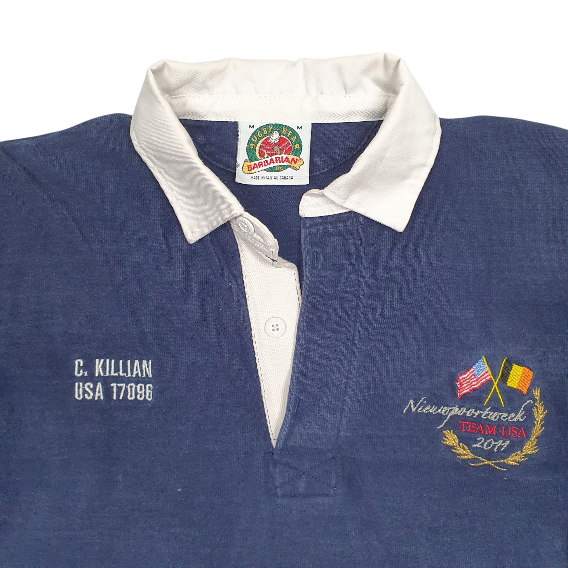 Mens Navy Barbarian Rugby Newportweek Team USA Hoodie Polo Shirt