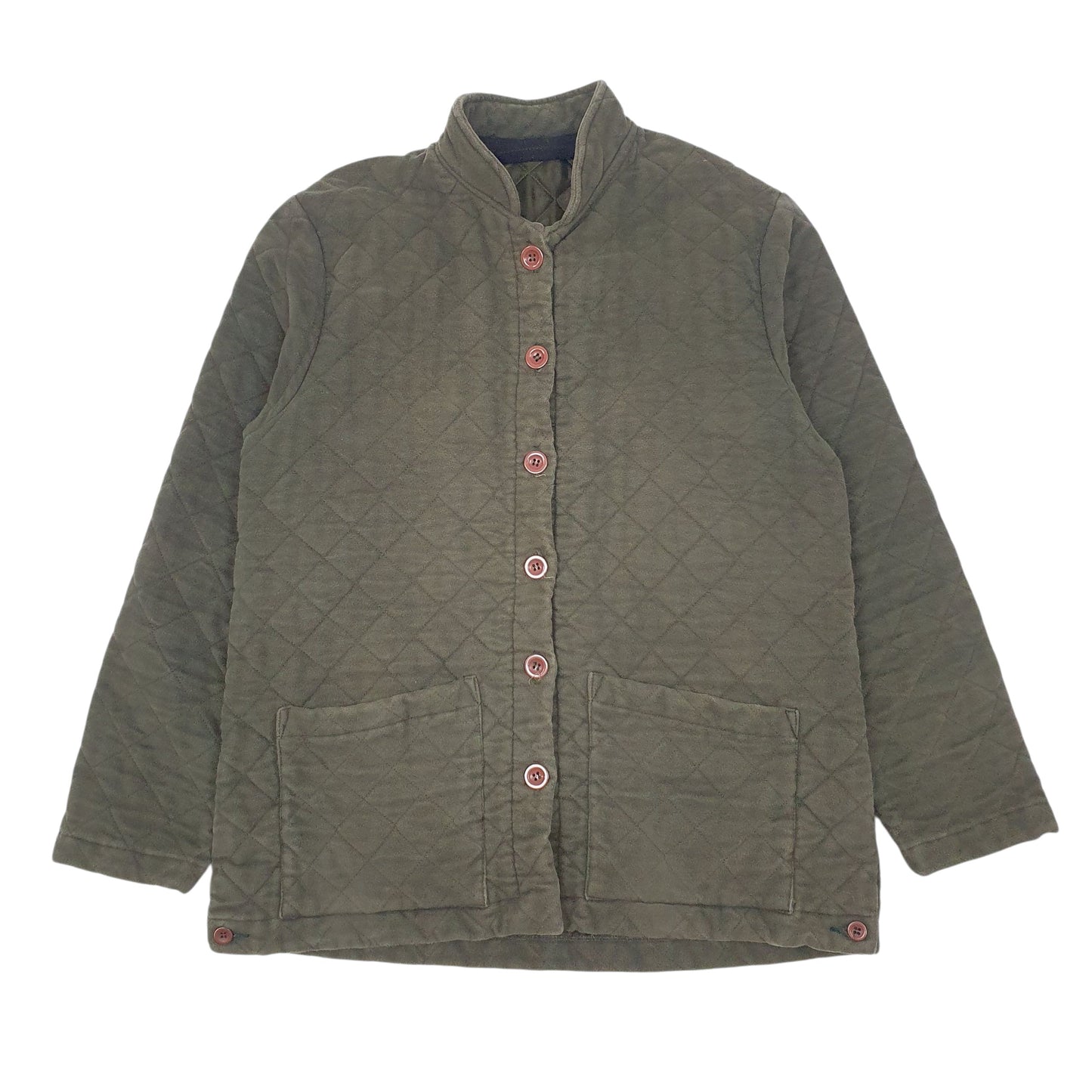 Womens Green Country Collection  Crewneck Coat