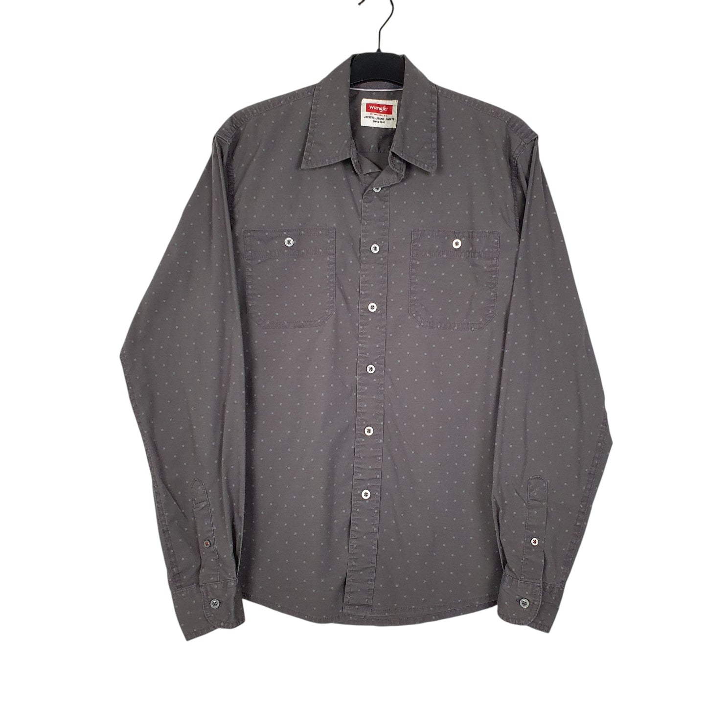 Mens Grey Wrangler  Long Sleeve Shirt