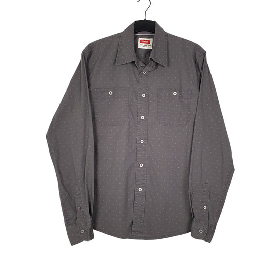 Mens Grey Wrangler  Long Sleeve Shirt