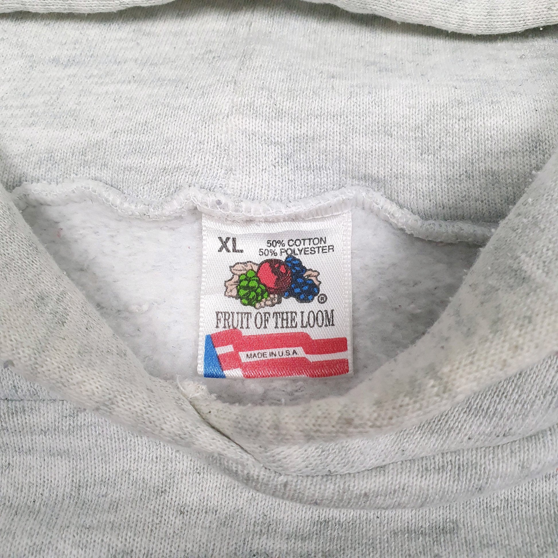 Mens Grey Fruit Of The Loom Vintage 90s Made In USA Hoodie Jumper