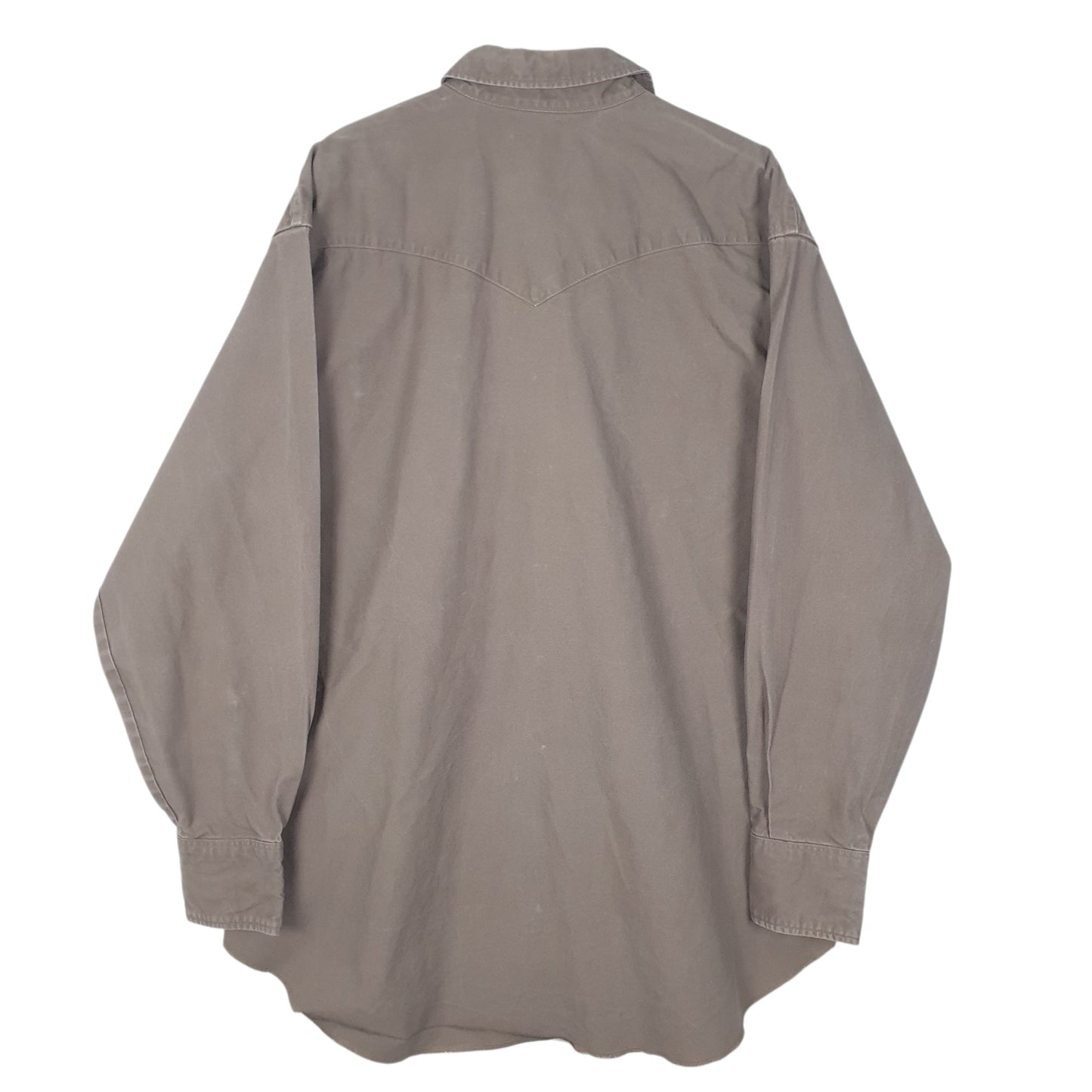 Mens Brown Wrangler Denim Pearl Snap  Shirt