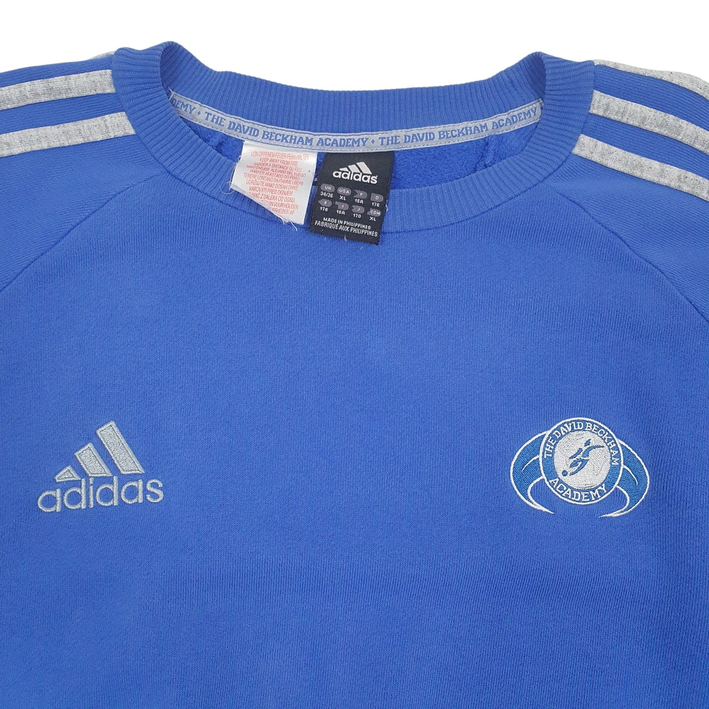 Womens Blue Adidas David Beckham Academy Crewneck Jumper