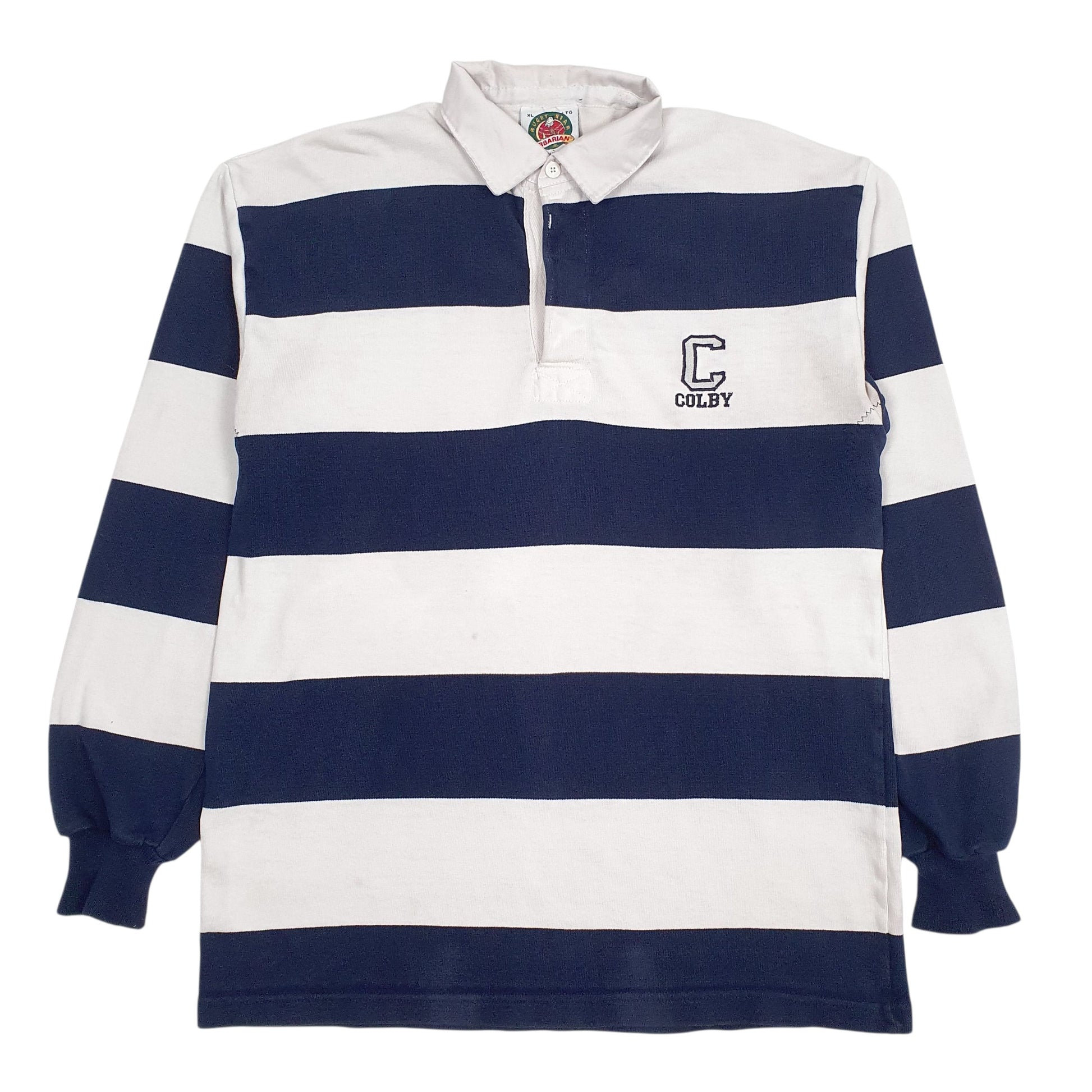 Mens White Barbarian  Long Sleeve Polo Shirt