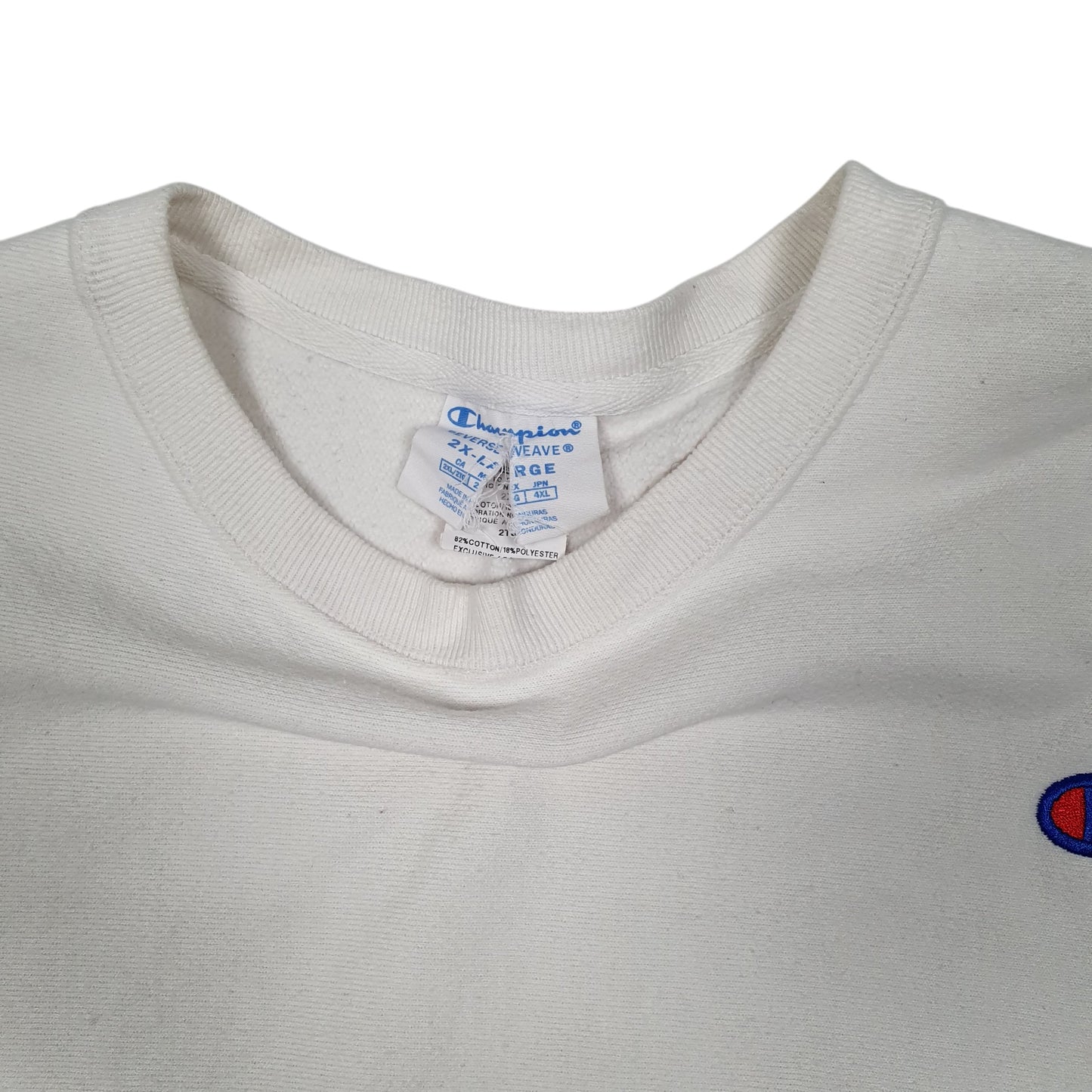 Womens White Champion Crop Top Crewneck Jumper