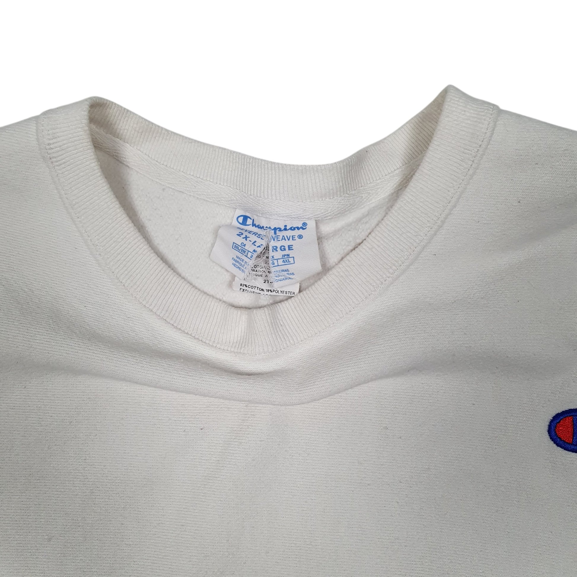 Womens White Champion Crop Top Crewneck Jumper