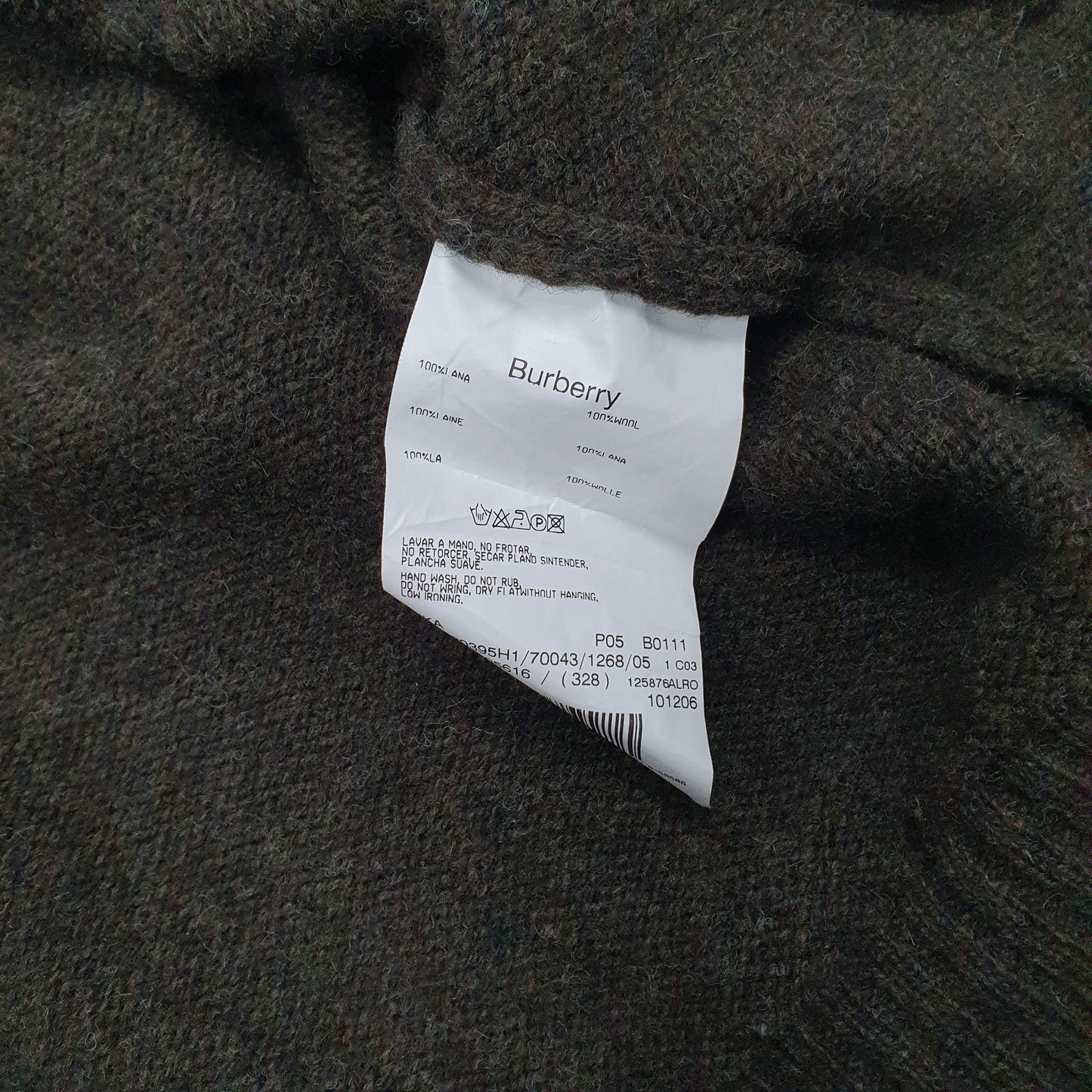 Mens Green Burberry  Full Zip Jumper