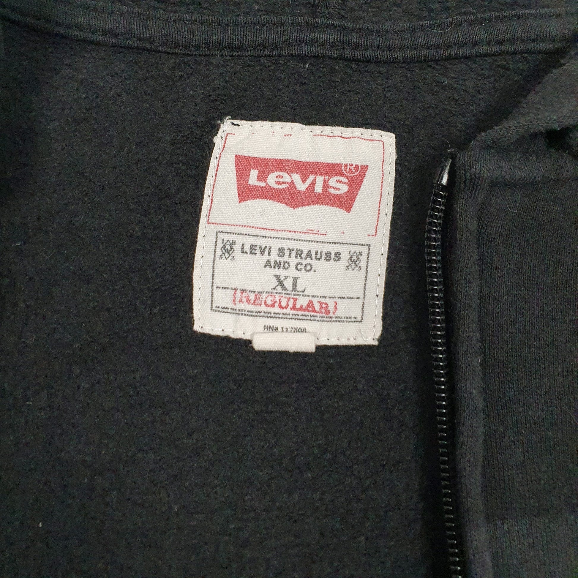 Mens Black Levis Spellout Full Zip Jumper