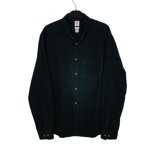 Mens Green H&M Corduroy Long Sleeve Shirt