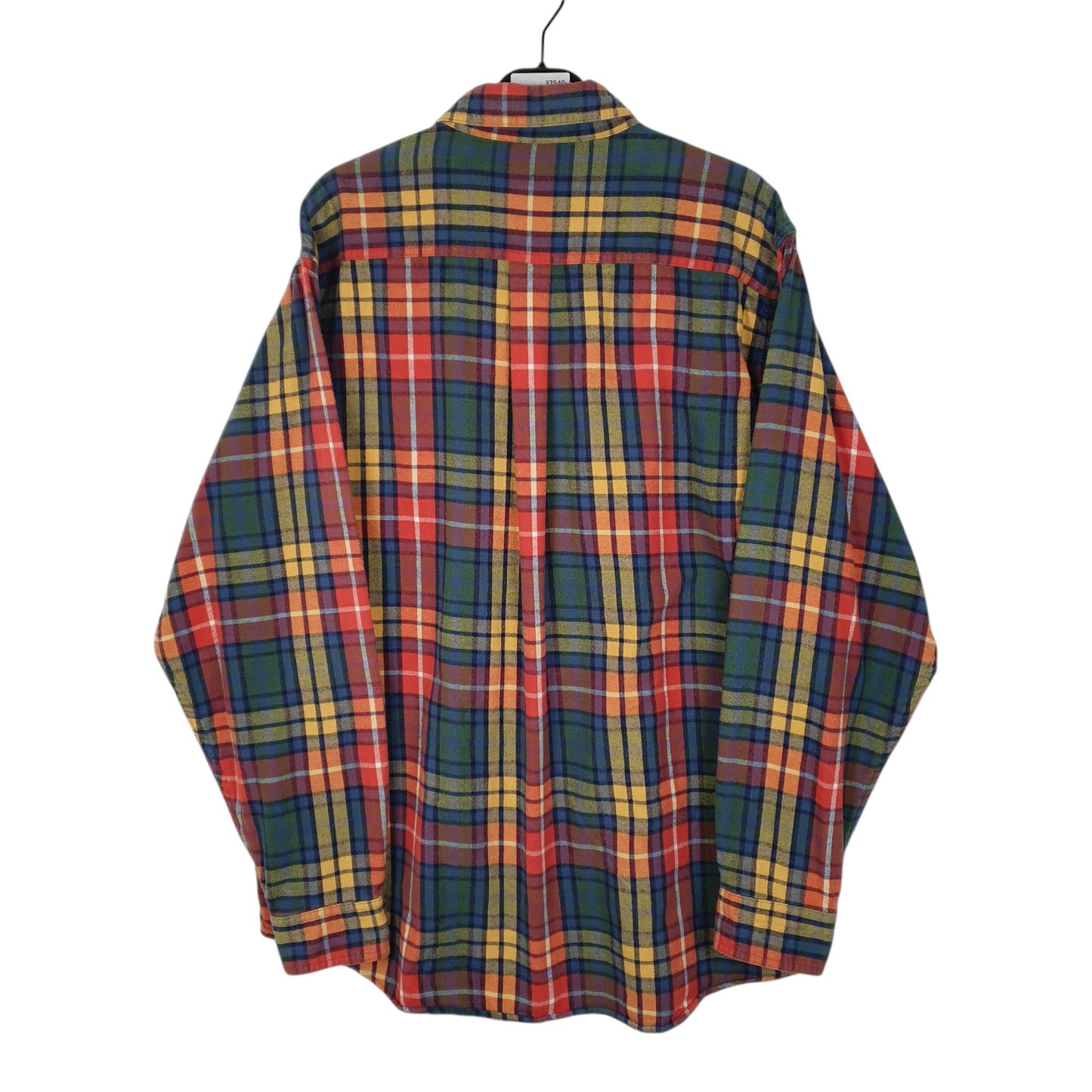 Mens Orange L.L.Bean Thick Flannel Plaid  Shirt