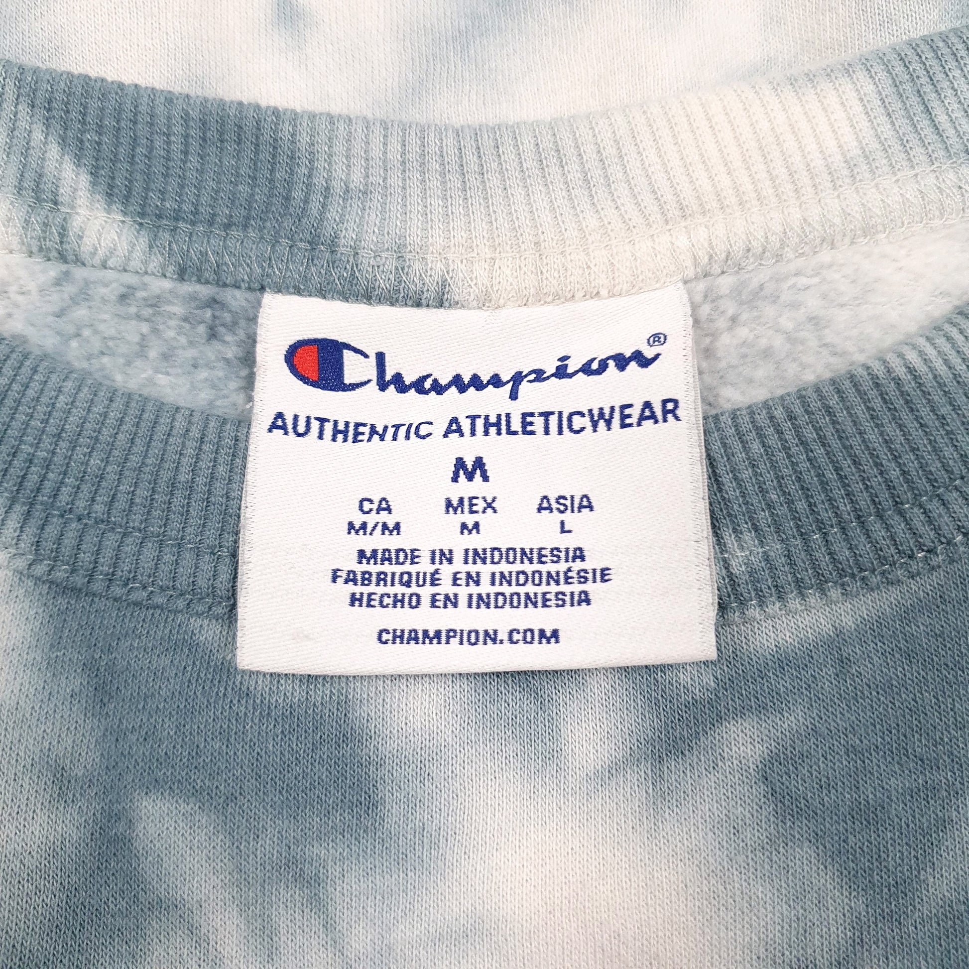 Mens Blue Champion Tie Dye Crewneck Jumper