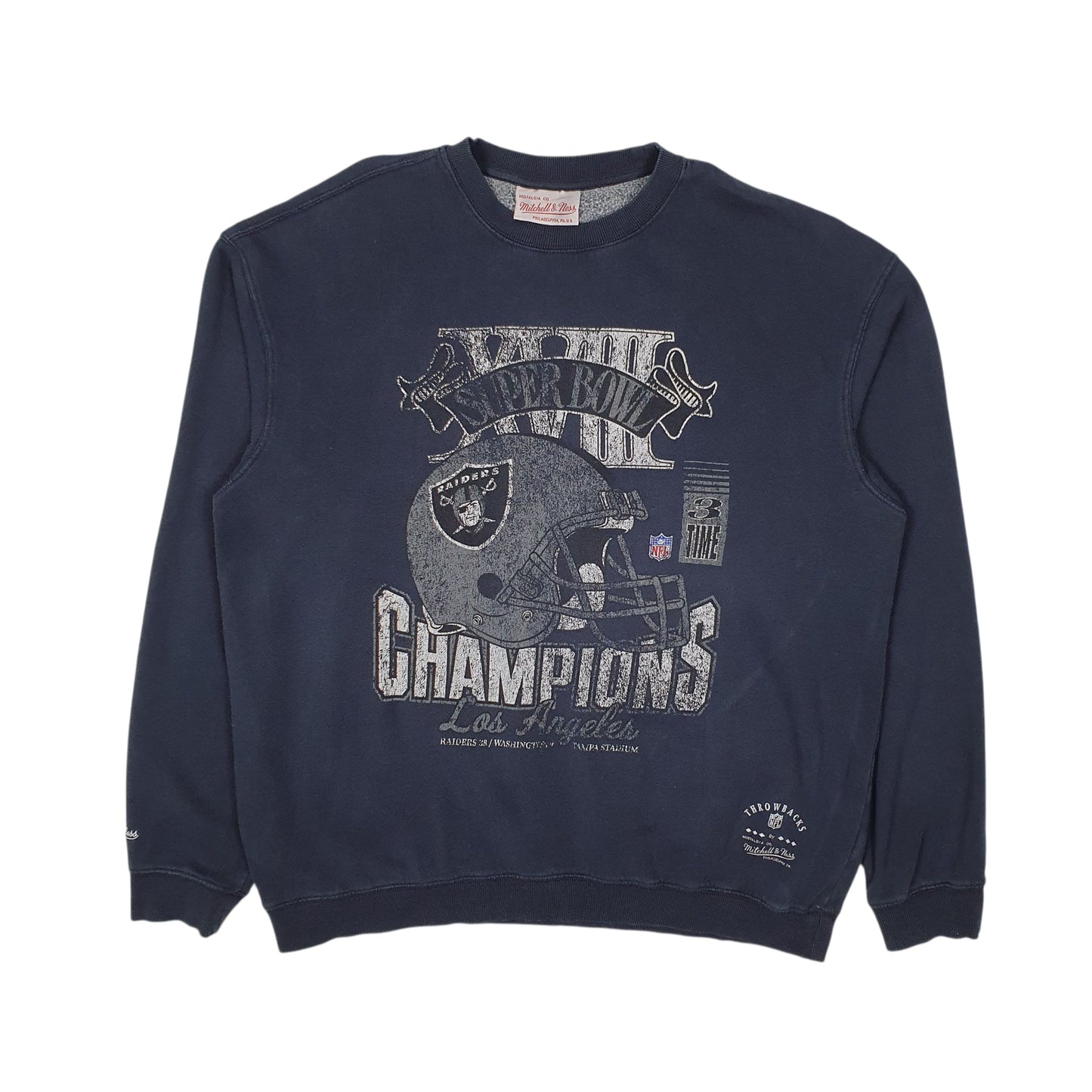 Mens Navy Mitchell & Ness NFL Superbowl LA Raiders Champions Crewneck Jumper