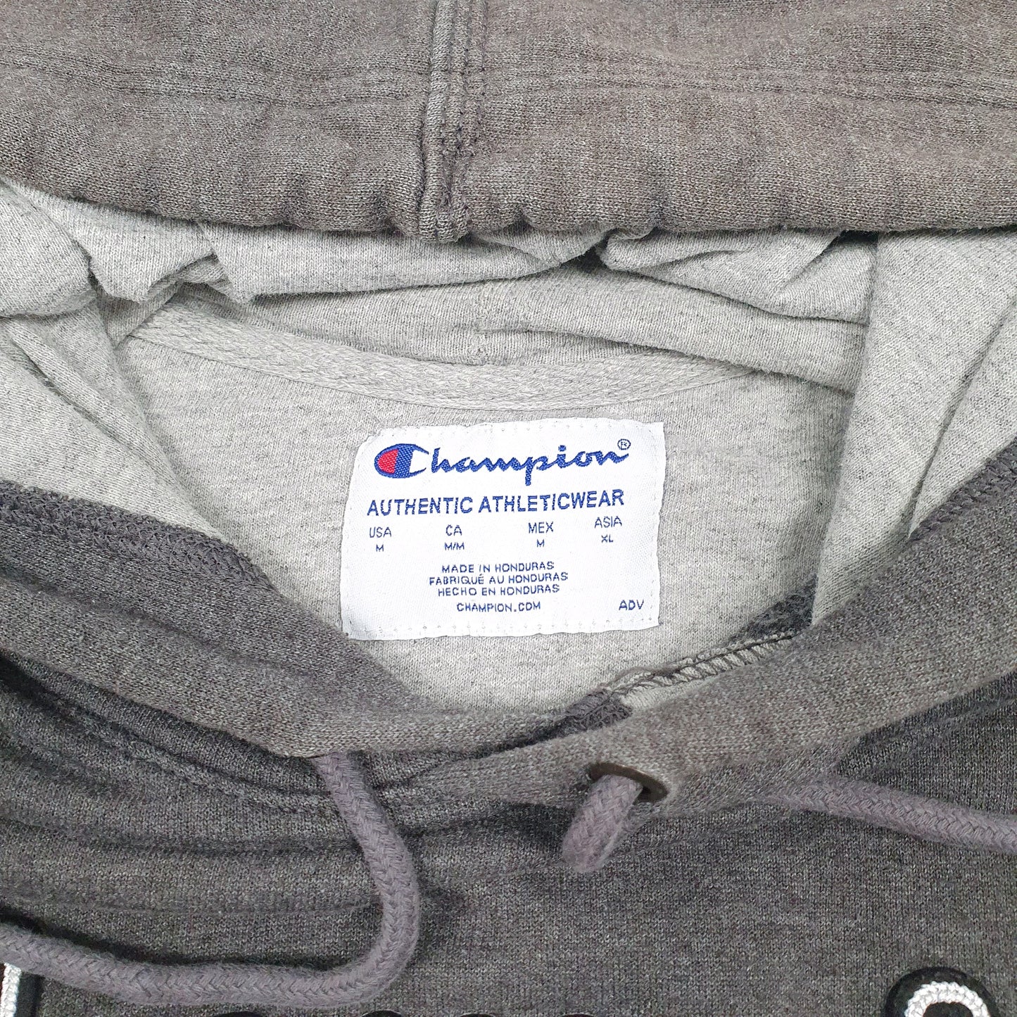 Mens Grey Champion Spellout Hoodie Jumper