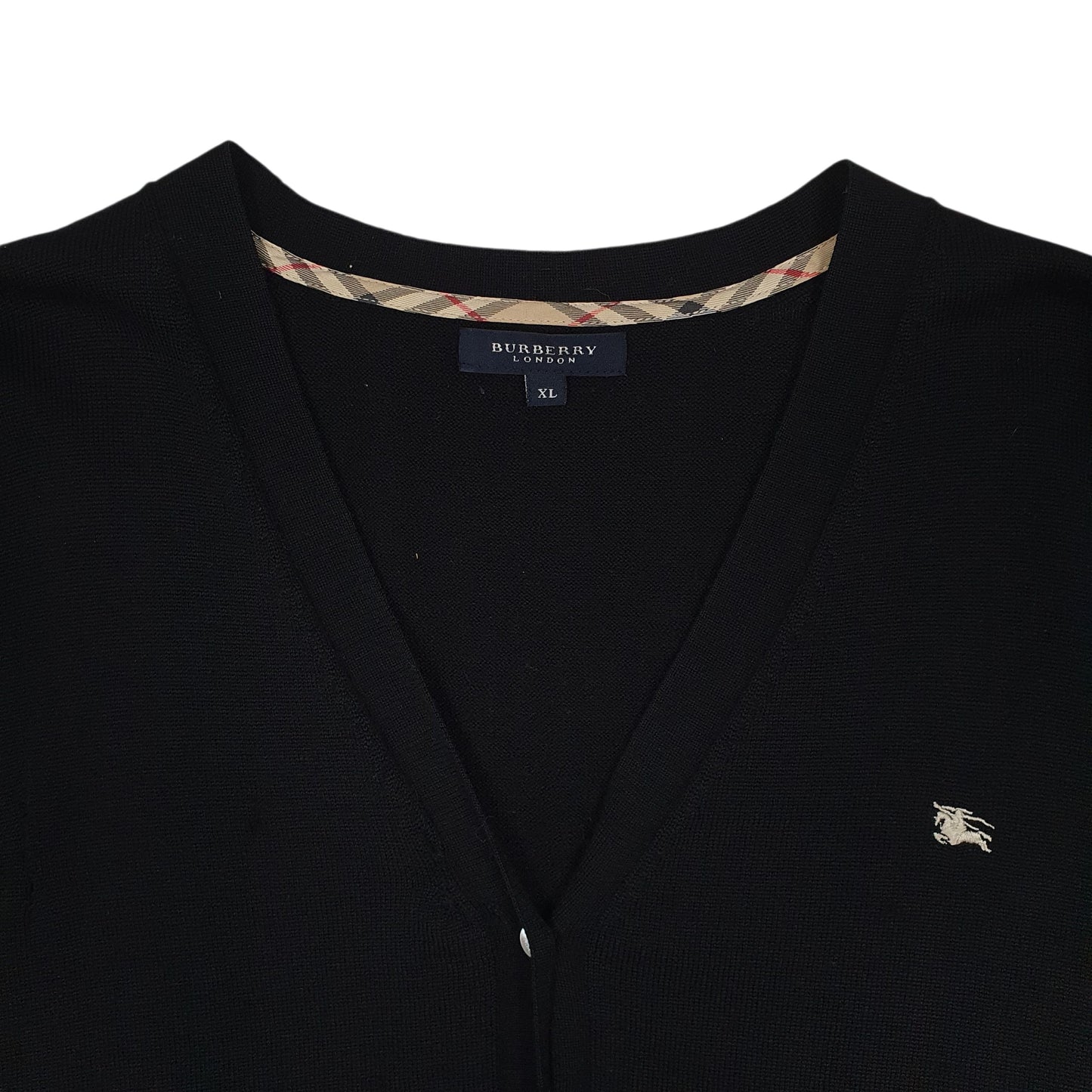 Womens Black Burberry Short Sleeve Cardigan Jumper