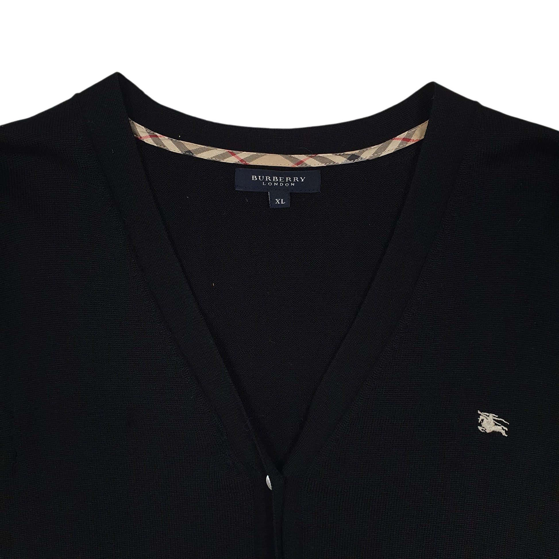 Womens Black Burberry Short Sleeve Cardigan Jumper