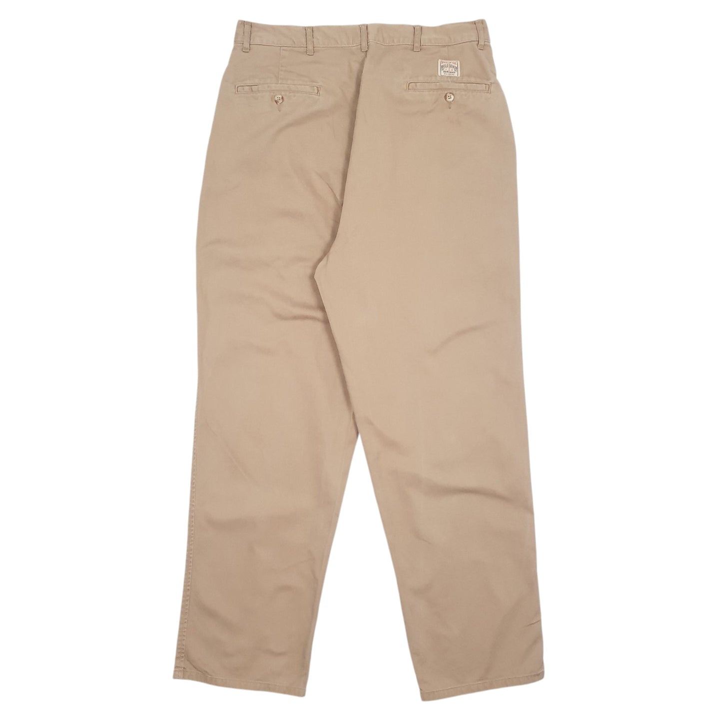 Mens Beige Polo Ralph Lauren Vintage 90s Double Pleated  Trousers