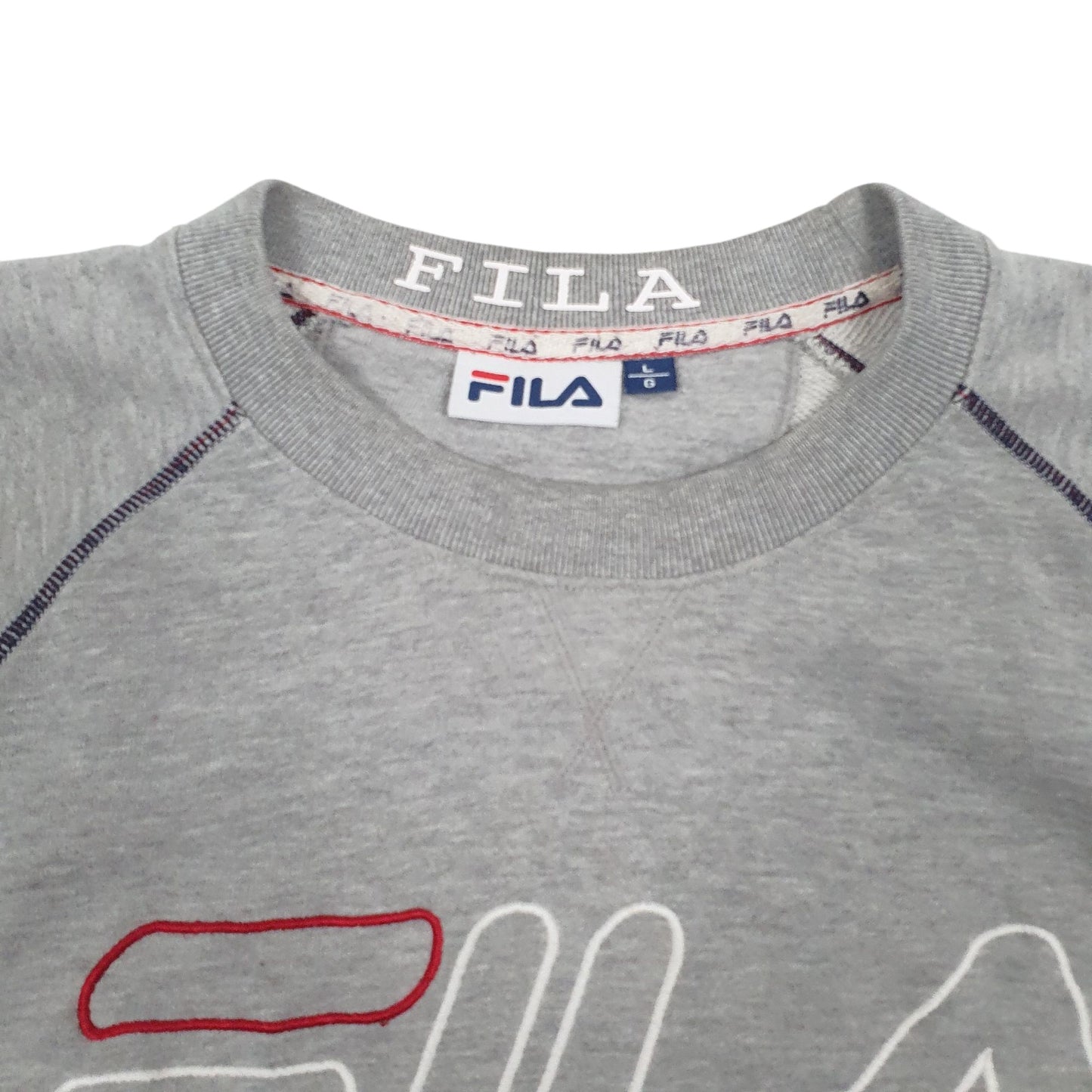 Mens Grey Fila Spellout Crewneck Jumper
